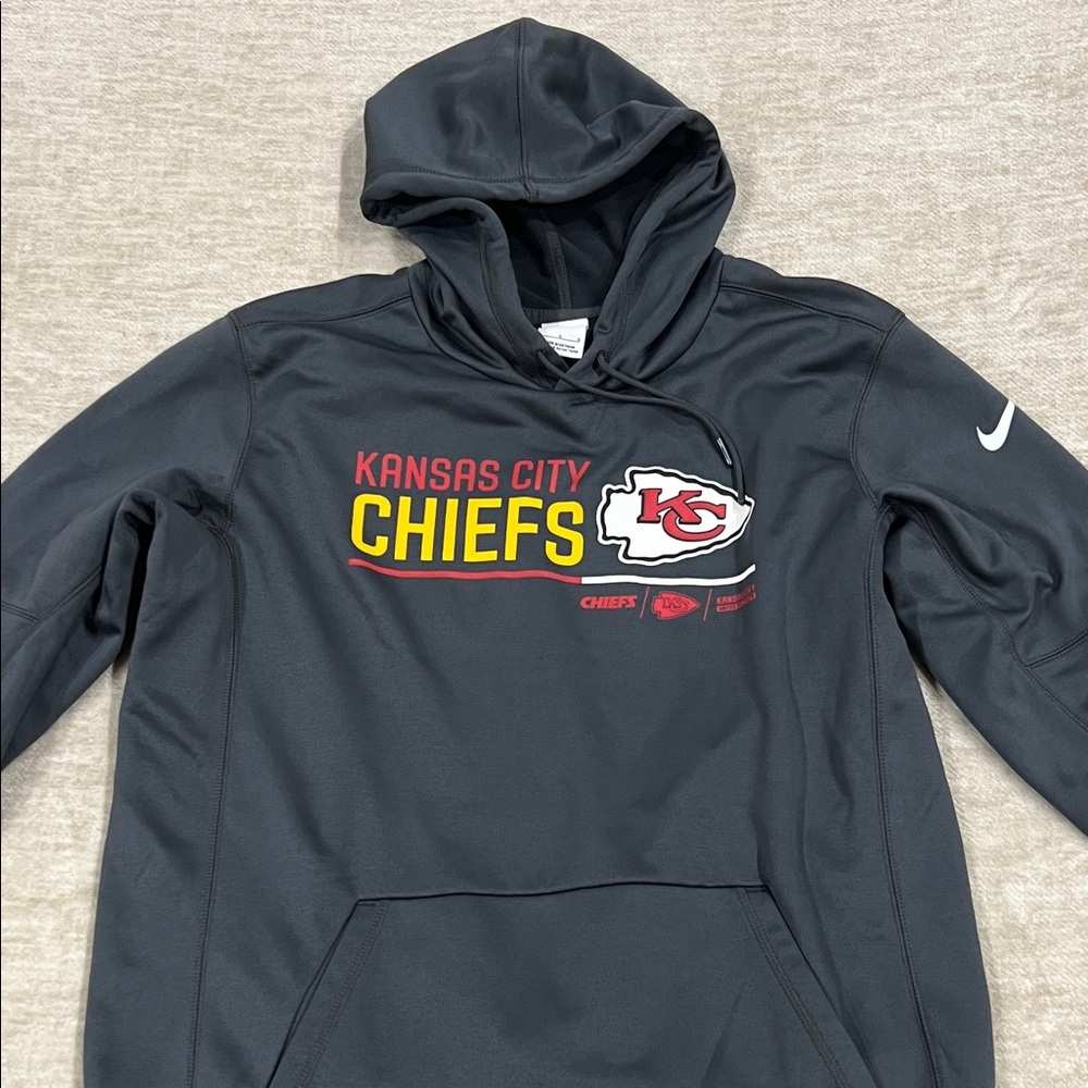 Nike Gray Hoodie with Red and Yellow Chiefs Logo